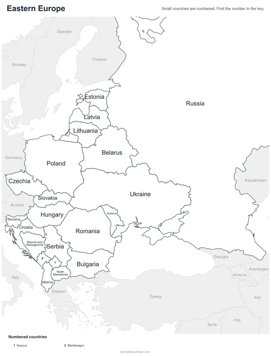 Eastern Europe map: labeled