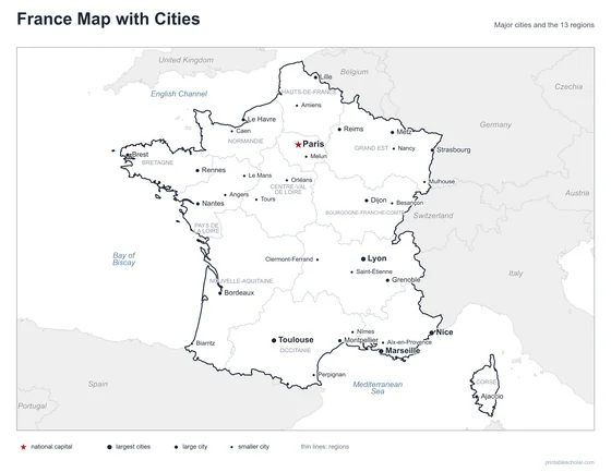 France Map with Cities