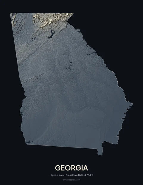 Georgia relief wall art on a dark background