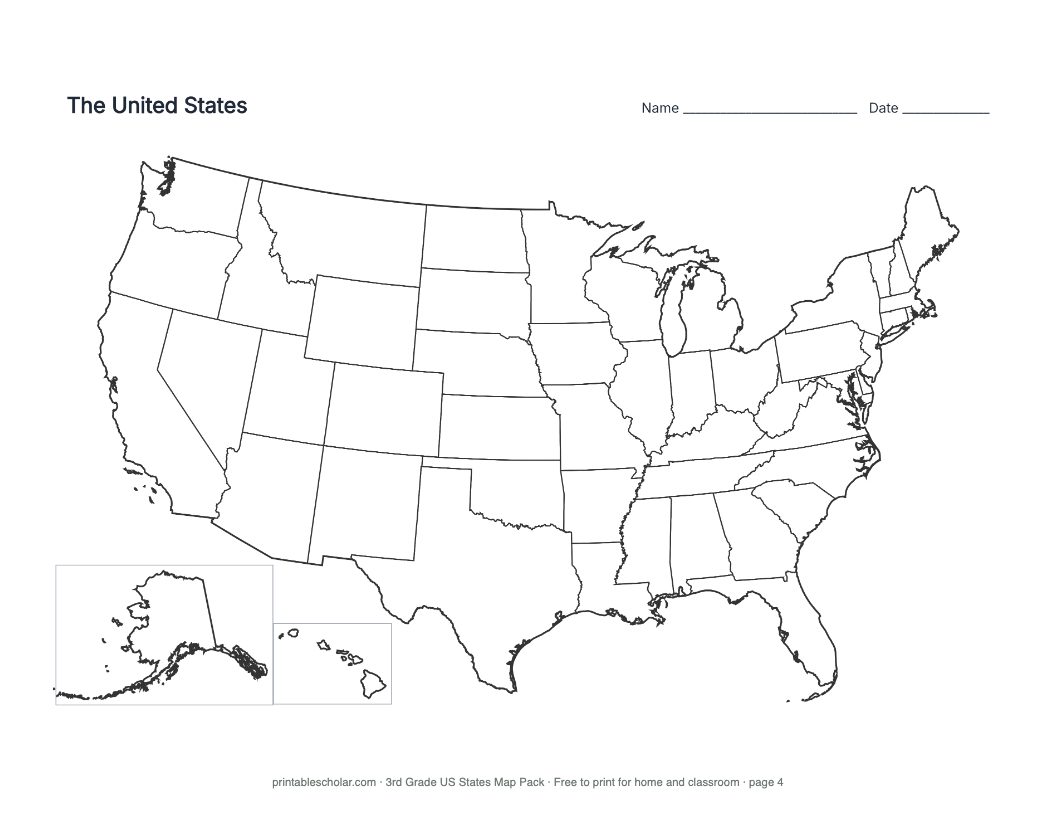 Blank US map, page 4 of the pack