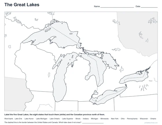 Great Lakes Map, blank