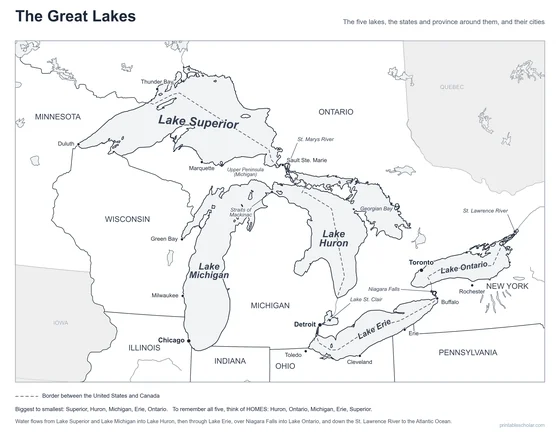 Great Lakes Map, bw