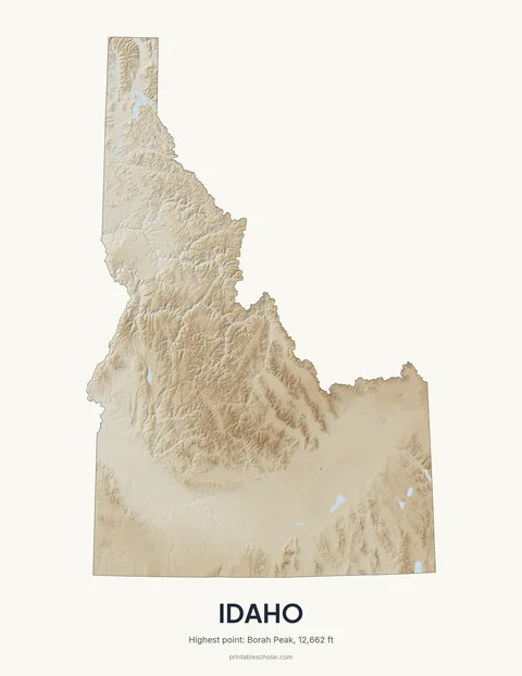 Idaho relief wall art on a light background