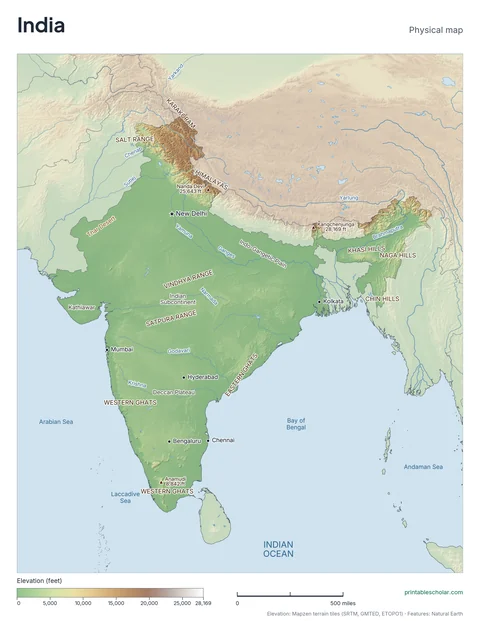 India physical map