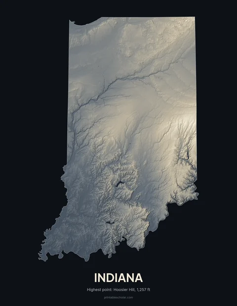 Indiana relief wall art on a dark background