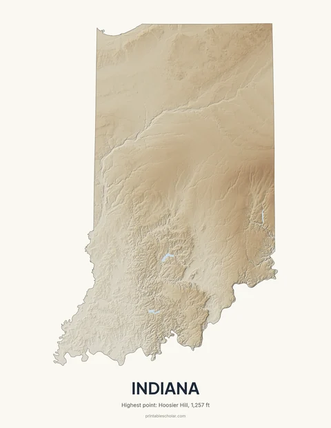 Indiana relief wall art on a light background