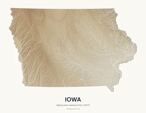 Iowa relief wall art on a light background