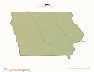 Iowa physical map