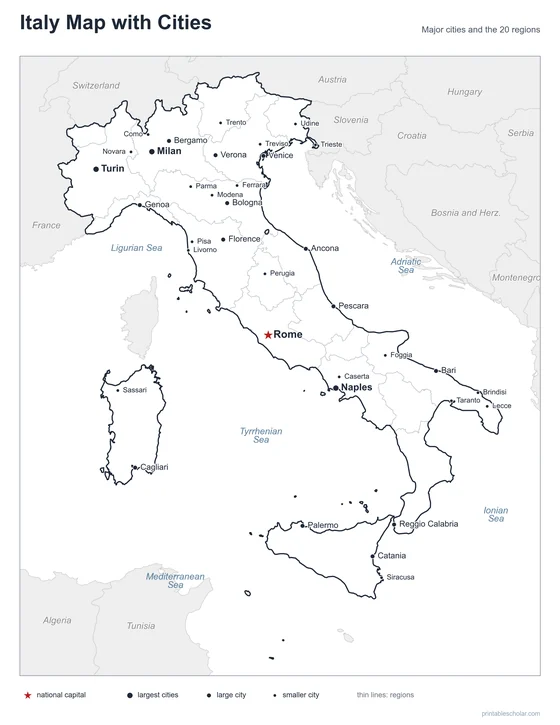 Italy Map with Cities