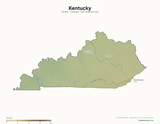 Kentucky physical map
