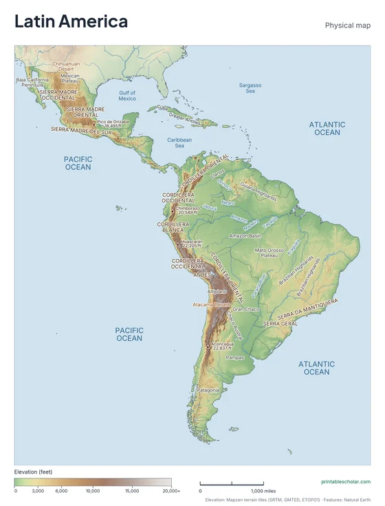 Latin America map