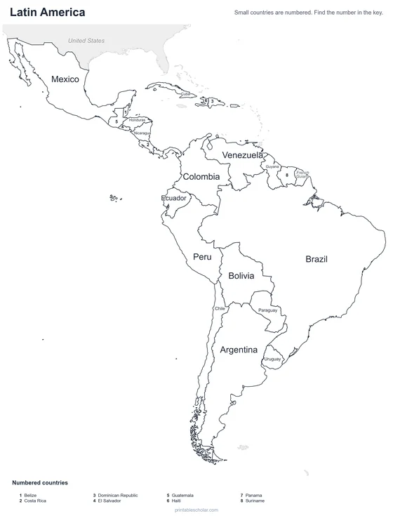 Latin America map: labeled