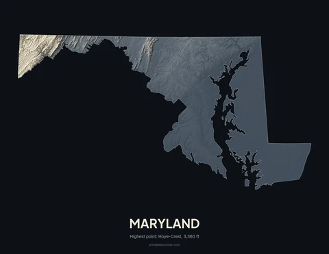 Maryland relief wall art on a dark background