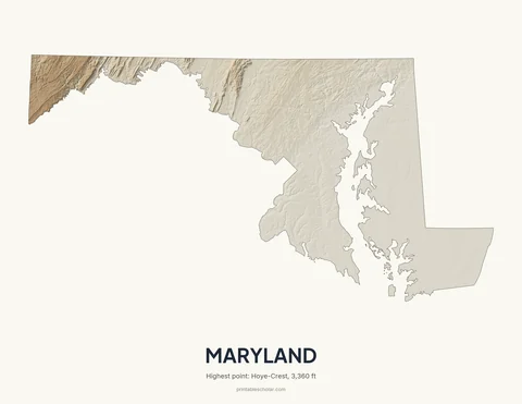 Maryland relief wall art on a light background