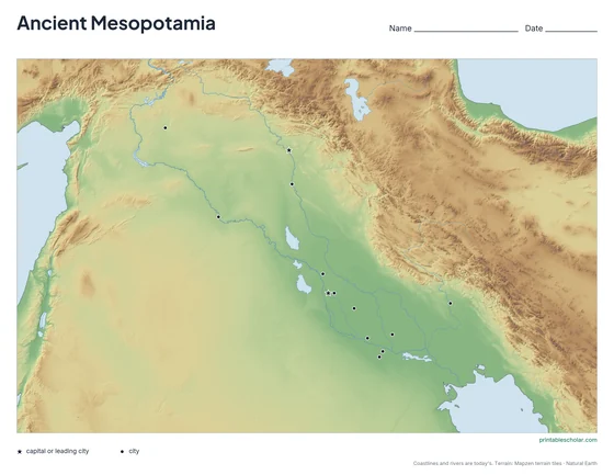 Ancient Mesopotamia Map, blank