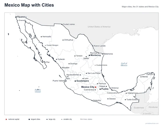 Mexico Map with Cities
