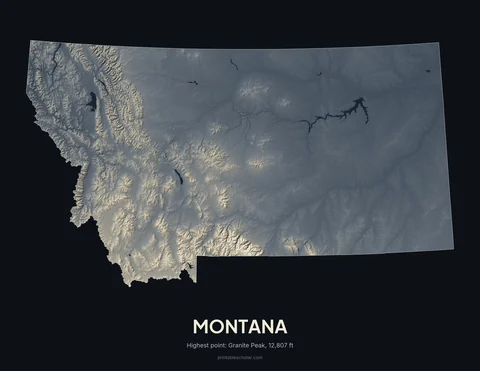 Montana relief wall art on a dark background