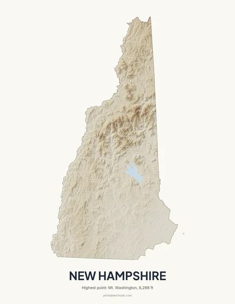 New Hampshire relief wall art on a light background