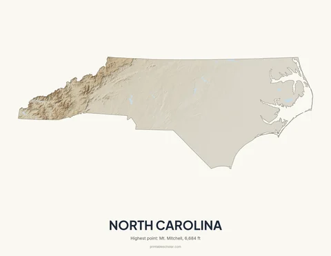 North Carolina relief wall art on a light background