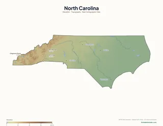 North Carolina physical map
