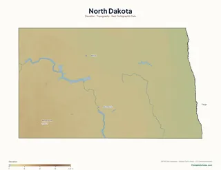 North Dakota physical map