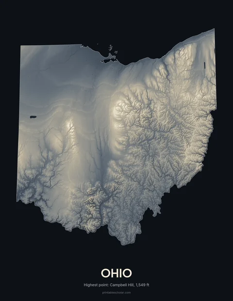 Ohio relief wall art on a dark background