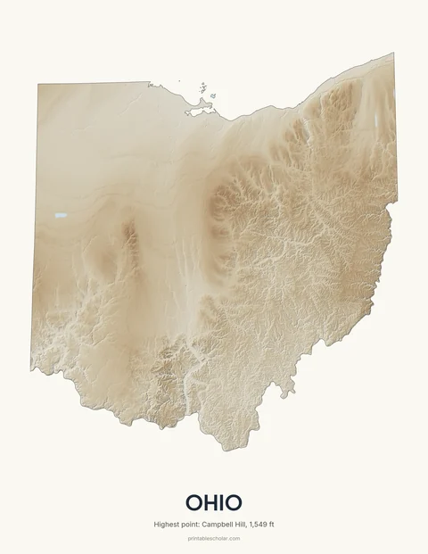 Ohio relief wall art on a light background