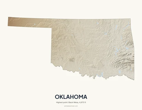 Oklahoma relief wall art on a light background