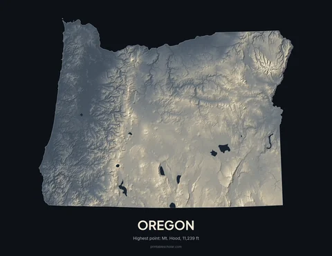 Oregon relief wall art on a dark background