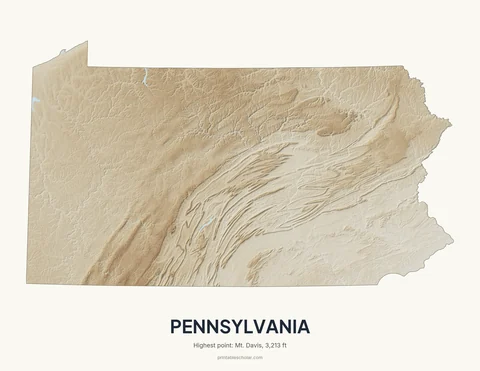 Pennsylvania relief wall art on a light background
