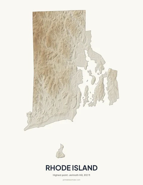 Rhode Island relief wall art on a light background