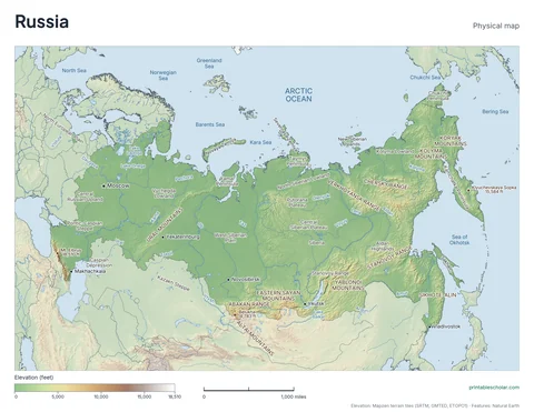 Russia physical map