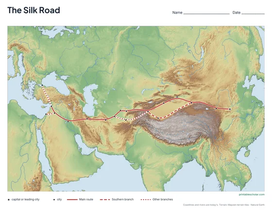 Silk Road Map, blank