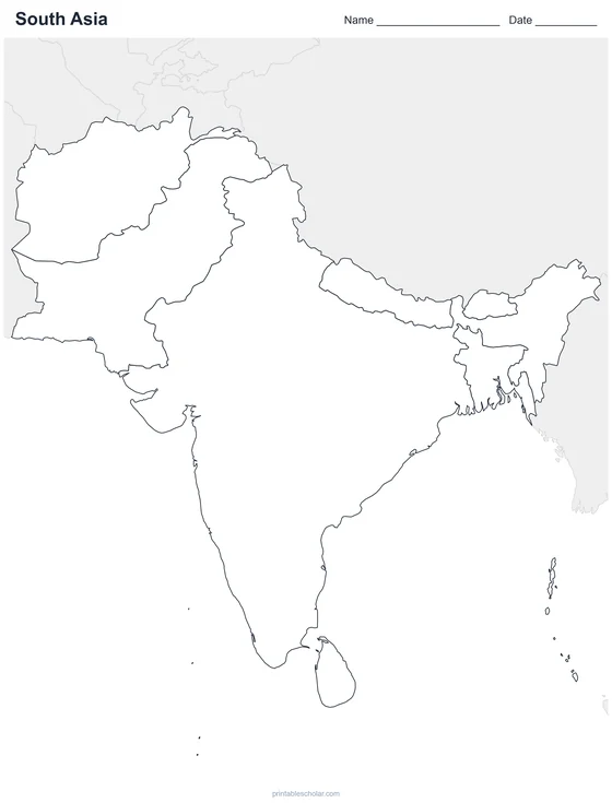 South Asia map: blank