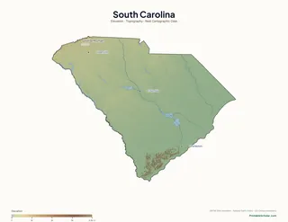 South Carolina physical map
