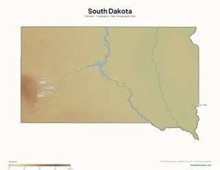 South Dakota physical map