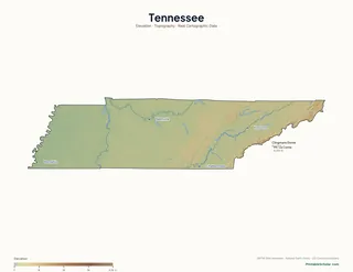 Tennessee physical map