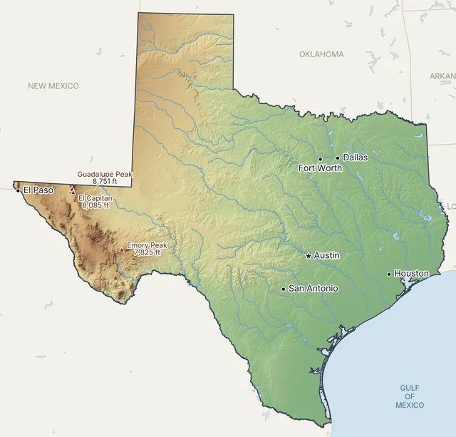 Texas physical map