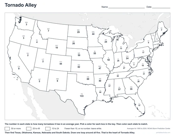 Tornado Alley Map, blank