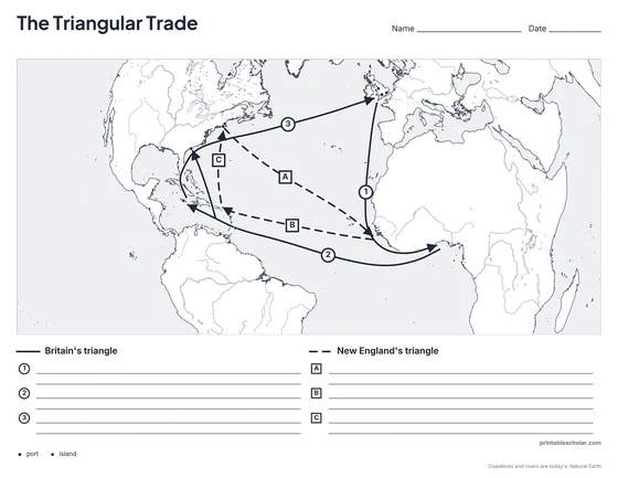 Triangular Trade Map, blank