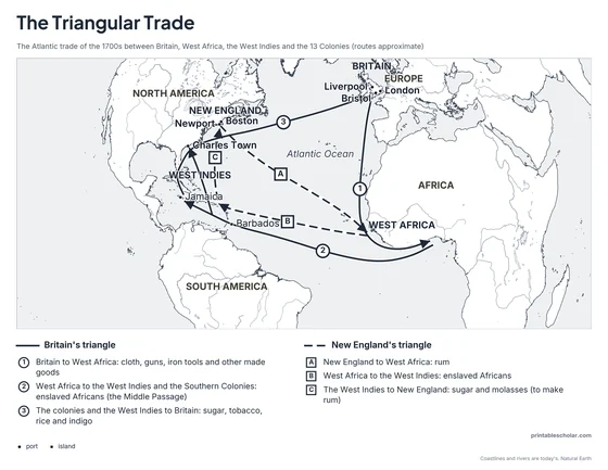 Triangular Trade Map, black and white