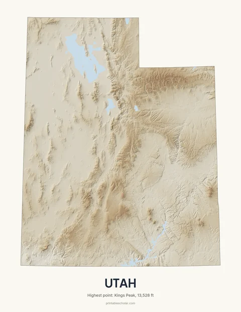 Utah relief wall art on a light background