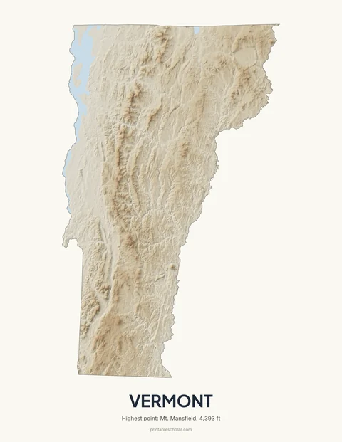 Vermont relief wall art on a light background