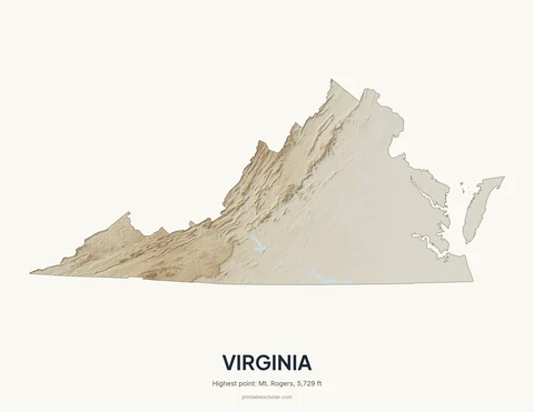 Virginia relief wall art on a light background