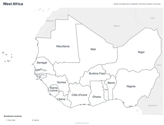 West Africa map: labeled