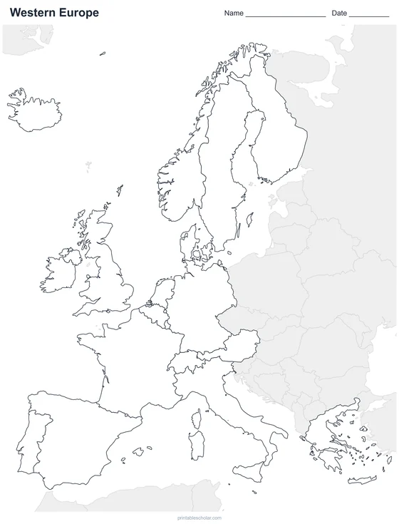 Western Europe map: blank