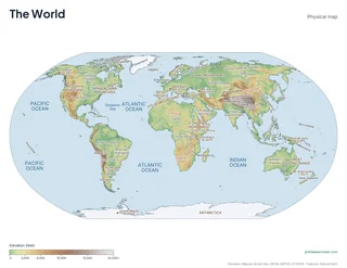 Physical map of the World