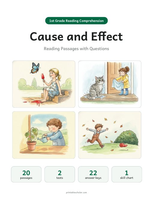 1st Grade Cause and Effect Reading Passages Pack cover