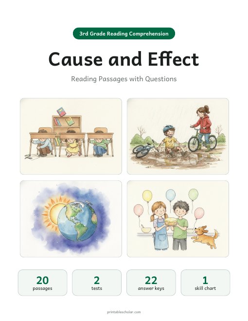 3rd Grade Cause and Effect Reading Passages Pack cover