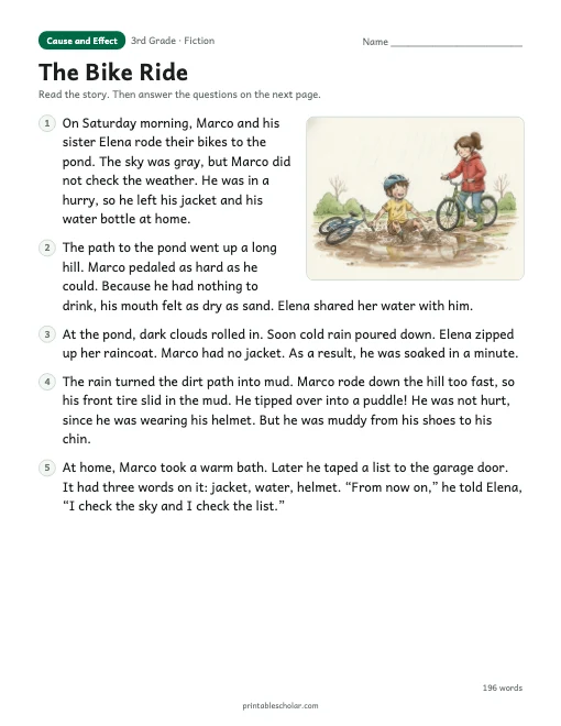 The Bike Ride reading passage